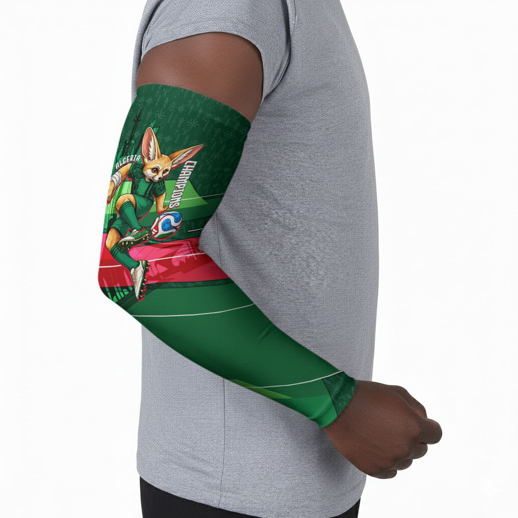 Personalized Algeria Football Champions Arm Sleeves Fennec Fox Mascot - Algiers Martyrs Memorial