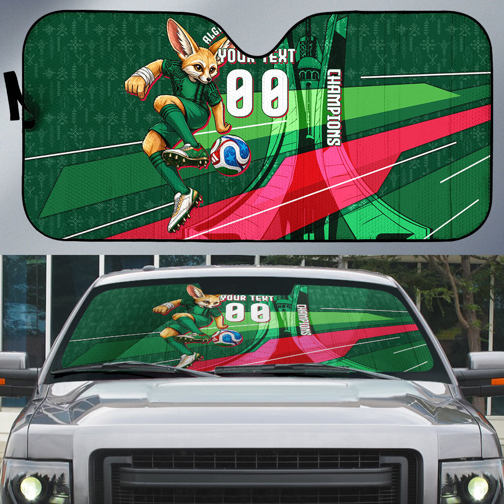 Personalized Algeria Football Champions Auto Sun Shade Fennec Fox Mascot - Algiers Martyrs Memorial