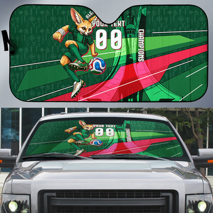 Personalized Algeria Football Champions Auto Sun Shade Fennec Fox Mascot - Algiers Martyrs Memorial