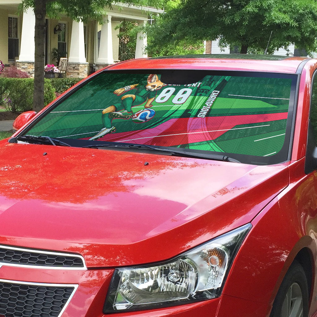 Personalized Algeria Football Champions Auto Sun Shade Fennec Fox Mascot - Algiers Martyrs Memorial