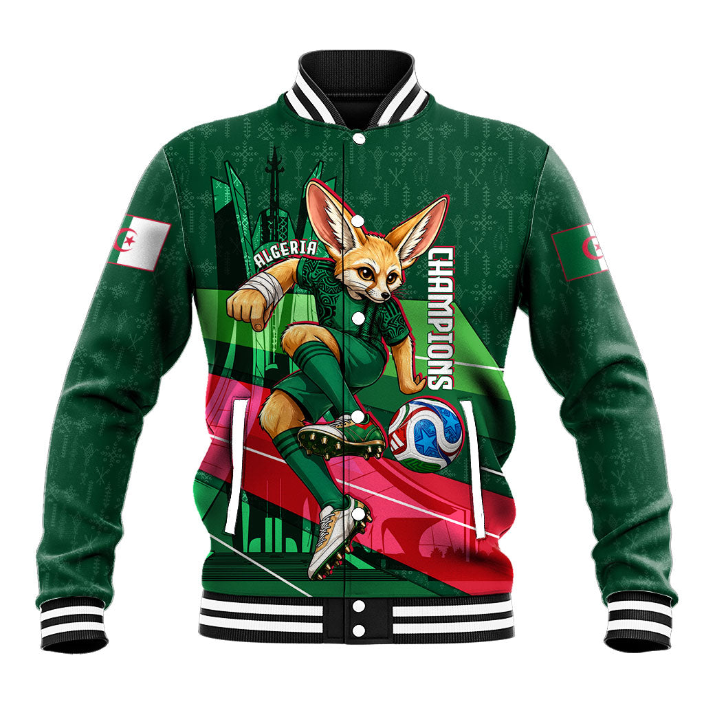 Personalized Algeria Football Champions Baseball Jacket Fennec Fox Mascot - Algiers Martyrs Memorial
