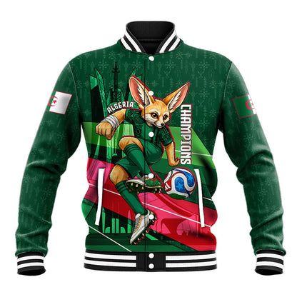 Personalized Algeria Football Champions Baseball Jacket Fennec Fox Mascot - Algiers Martyrs Memorial