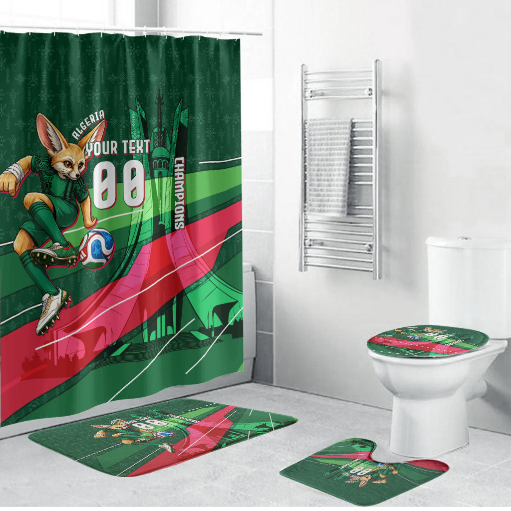 Personalized Algeria Football Champions Bathroom Set Fennec Fox Mascot - Algiers Martyrs Memorial
