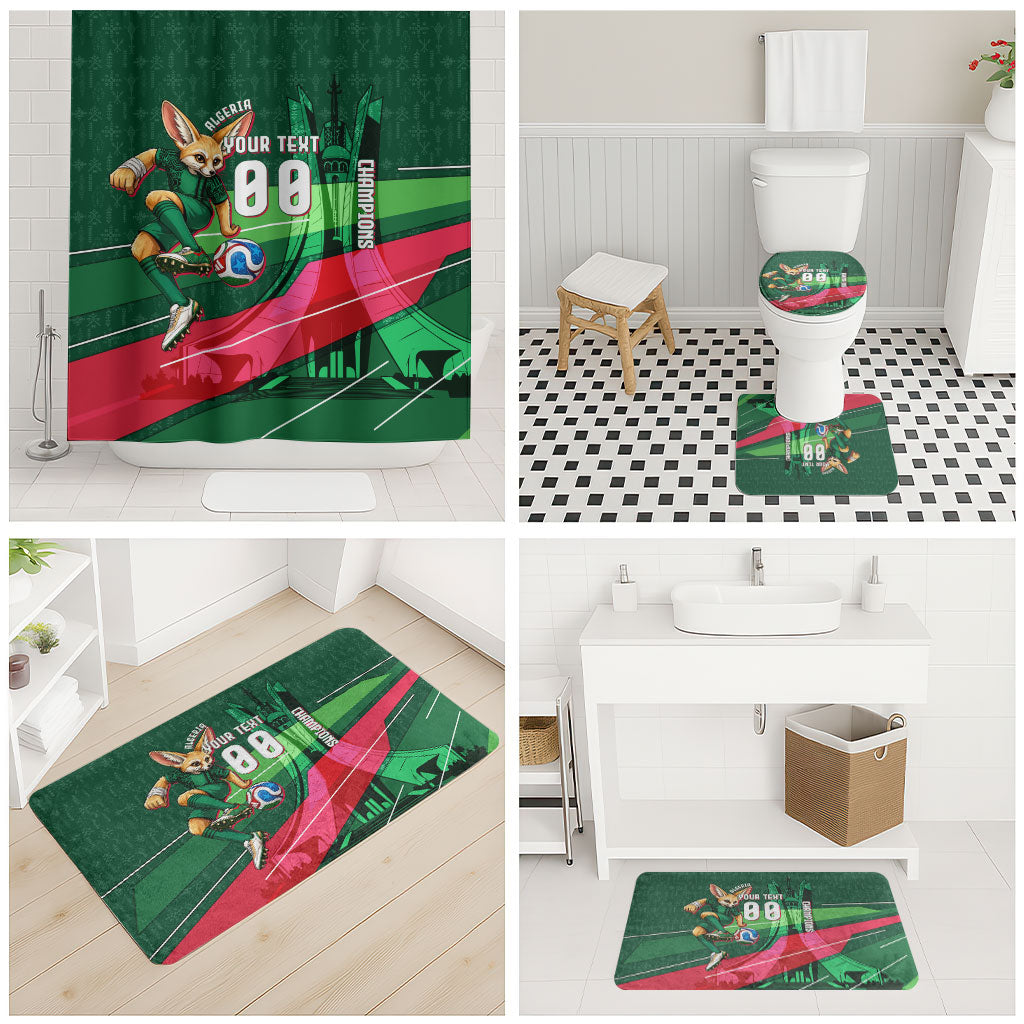 Personalized Algeria Football Champions Bathroom Set Fennec Fox Mascot - Algiers Martyrs Memorial