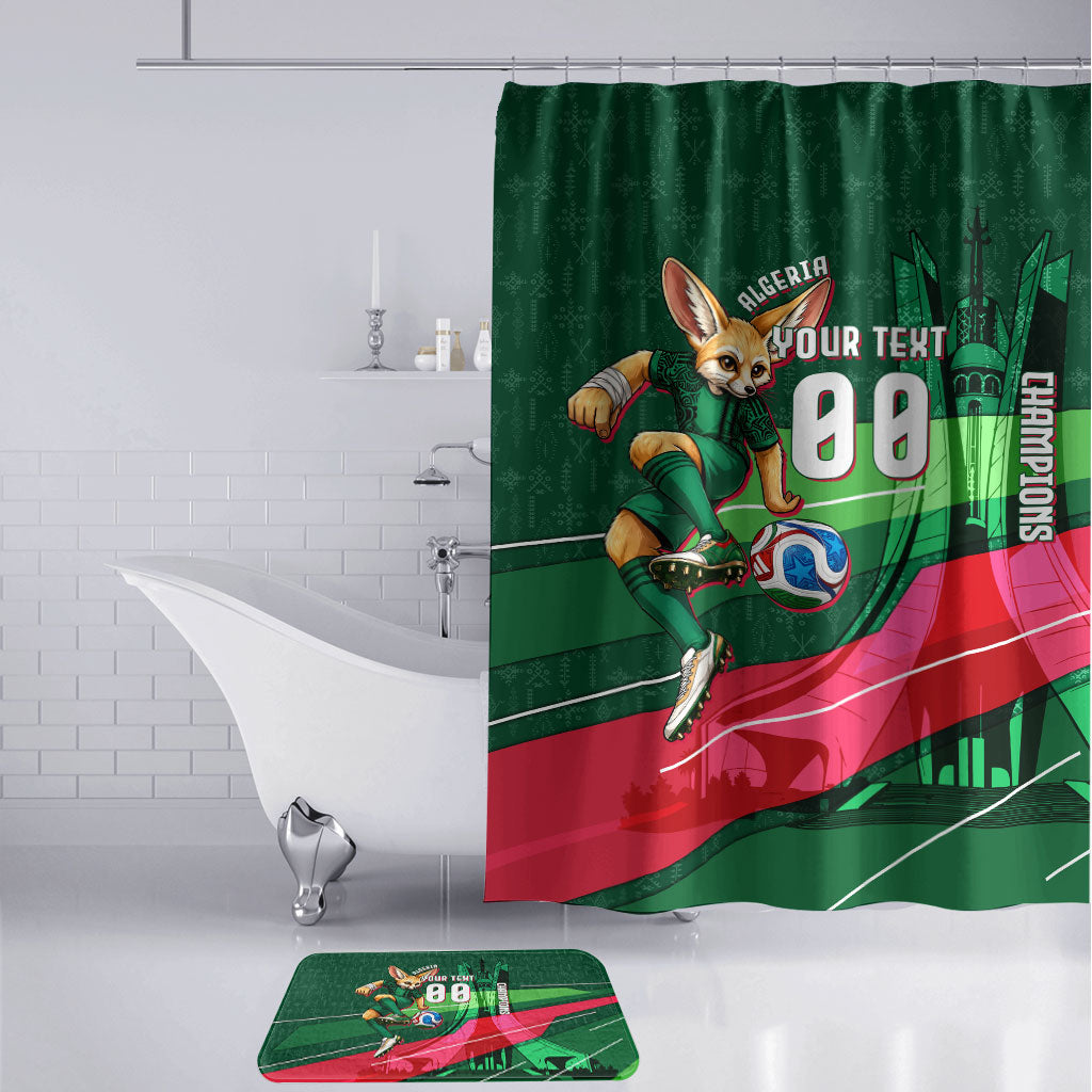 Personalized Algeria Football Champions Bathroom Set Fennec Fox Mascot - Algiers Martyrs Memorial