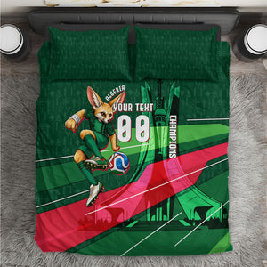 Personalized Algeria Football Champions Bedding Set Fennec Fox Mascot - Algiers Martyrs Memorial