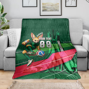 Personalized Algeria Football Champions Blanket Fennec Fox Mascot - Algiers Martyrs Memorial