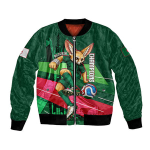 Personalized Algeria Football Champions Bomber Jacket Fennec Fox Mascot - Algiers Martyrs Memorial