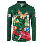 Personalized Algeria Football Champions Button Sweatshirt Fennec Fox Mascot - Algiers Martyrs Memorial