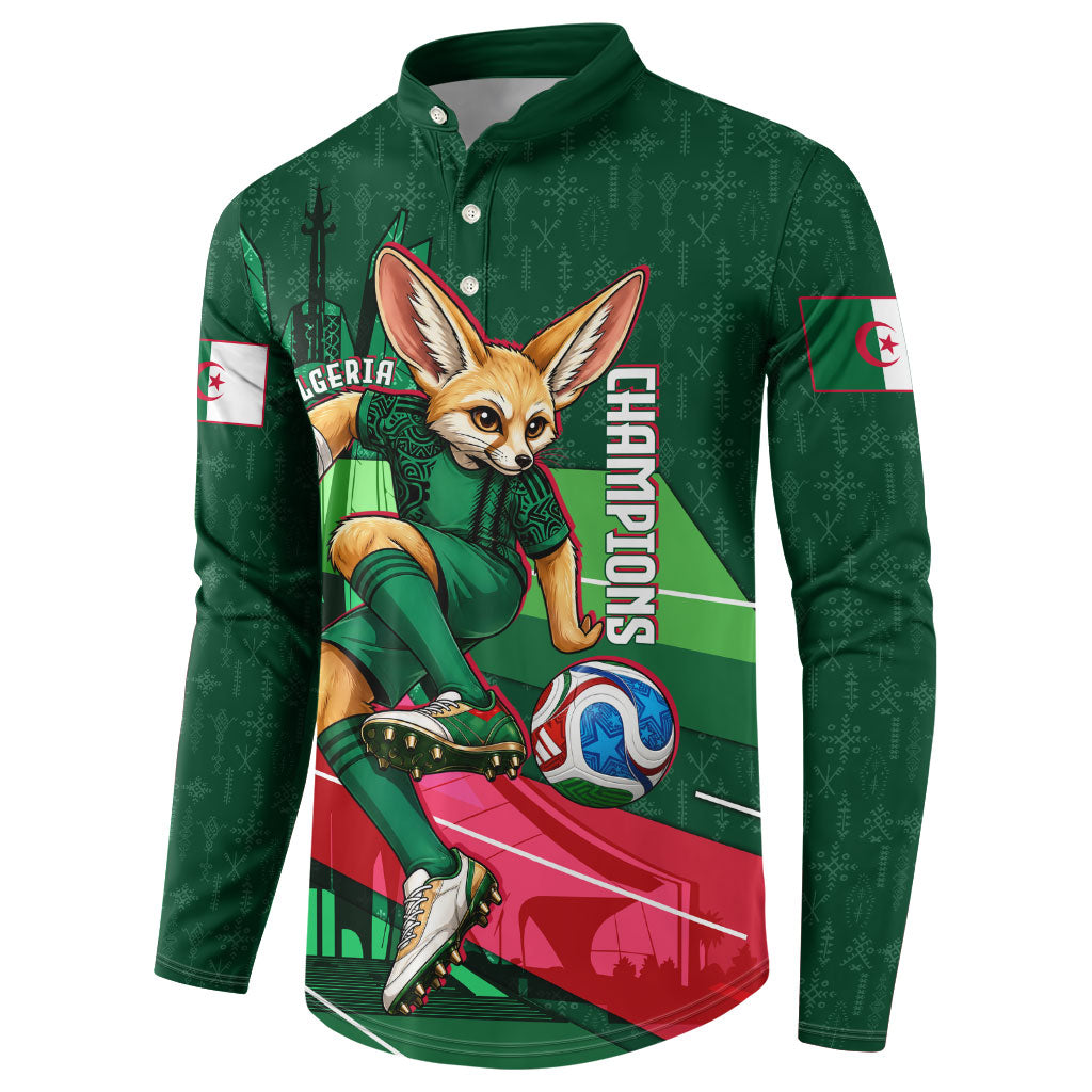 Personalized Algeria Football Champions Button Sweatshirt Fennec Fox Mascot - Algiers Martyrs Memorial