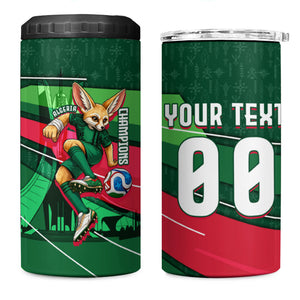 Personalized Algeria Football Champions 4 in 1 Can Cooler Tumbler Fennec Fox Mascot - Algiers Martyrs Memorial