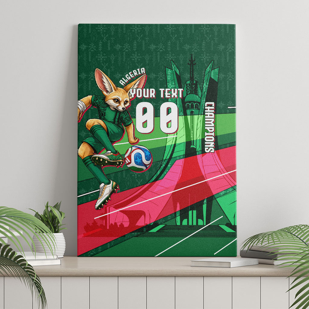 Personalized Algeria Football Champions Canvas Wall Art Fennec Fox Mascot - Algiers Martyrs Memorial