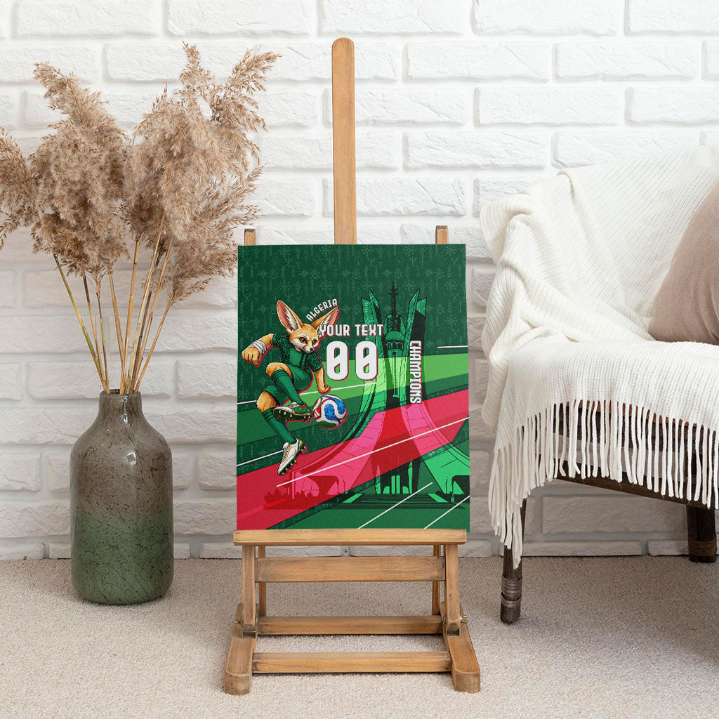 Personalized Algeria Football Champions Canvas Wall Art Fennec Fox Mascot - Algiers Martyrs Memorial
