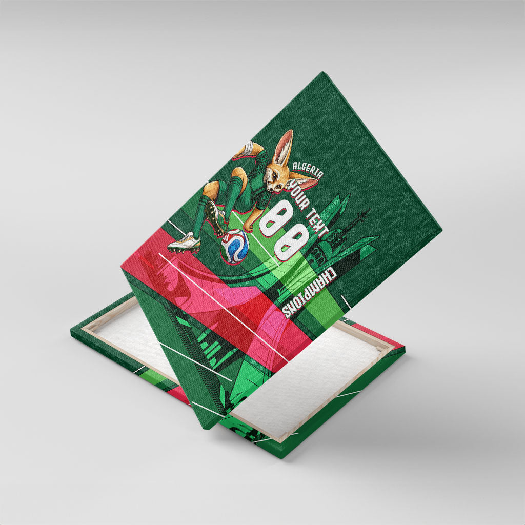 Personalized Algeria Football Champions Canvas Wall Art Fennec Fox Mascot - Algiers Martyrs Memorial