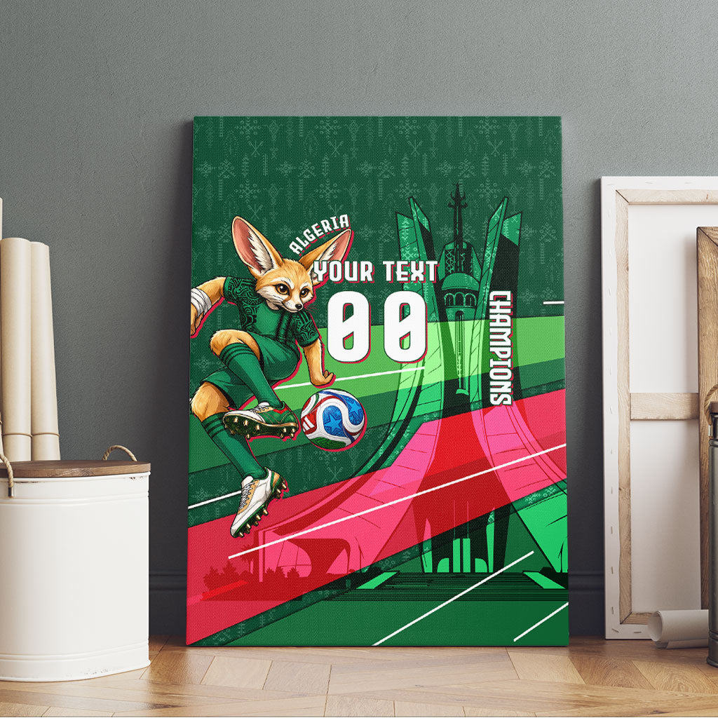 Personalized Algeria Football Champions Canvas Wall Art Fennec Fox Mascot - Algiers Martyrs Memorial