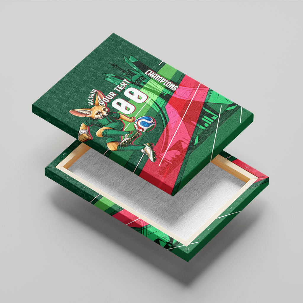 Personalized Algeria Football Champions Canvas Wall Art Fennec Fox Mascot - Algiers Martyrs Memorial