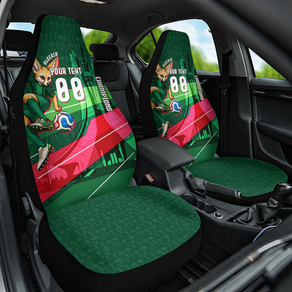 Personalized Algeria Football Champions Car Seat Cover Fennec Fox Mascot - Algiers Martyrs Memorial