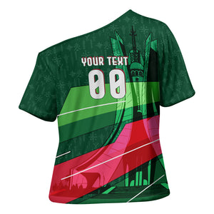 Personalized Algeria Football Champions Cross Shoulder Shirt Fennec Fox Mascot - Algiers Martyrs Memorial