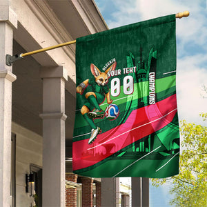 Personalized Algeria Football Champions Garden Flag Fennec Fox Mascot - Algiers Martyrs Memorial