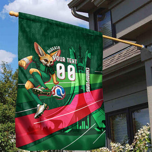 Personalized Algeria Football Champions Garden Flag Fennec Fox Mascot - Algiers Martyrs Memorial