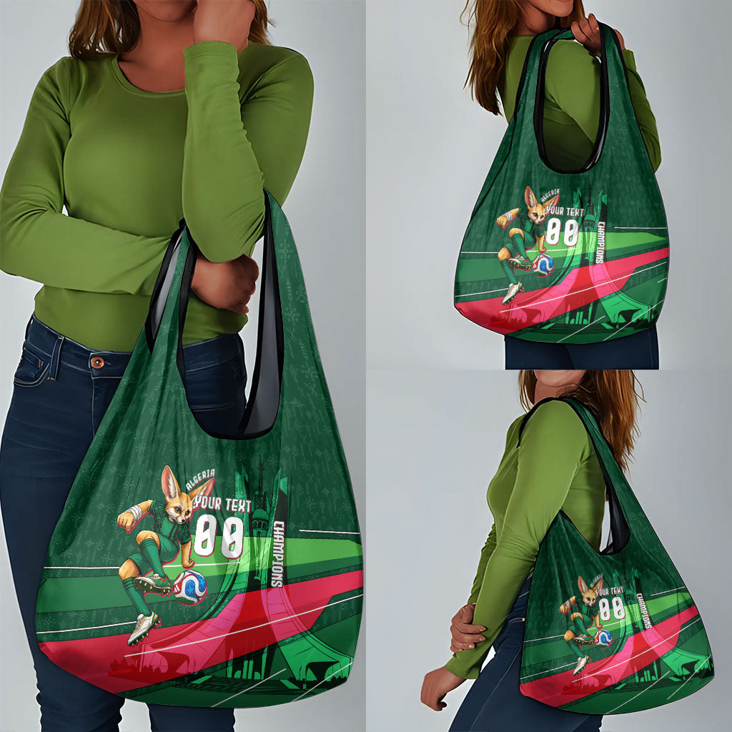 Personalized Algeria Football Champions Grocery Bag Fennec Fox Mascot - Algiers Martyrs Memorial