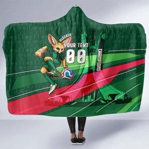 Personalized Algeria Football Champions Hooded Blanket Fennec Fox Mascot - Algiers Martyrs Memorial