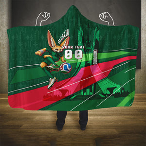 Personalized Algeria Football Champions Hooded Blanket Fennec Fox Mascot - Algiers Martyrs Memorial