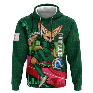 Personalized Algeria Football Champions Hoodie Fennec Fox Mascot - Algiers Martyrs Memorial