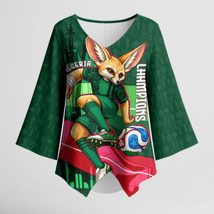 Personalized Algeria Football Champions Kimono Sleeve Blouse Fennec Fox Mascot - Algiers Martyrs Memorial