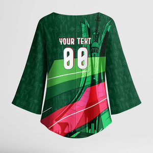 Personalized Algeria Football Champions Kimono Sleeve Blouse Fennec Fox Mascot - Algiers Martyrs Memorial