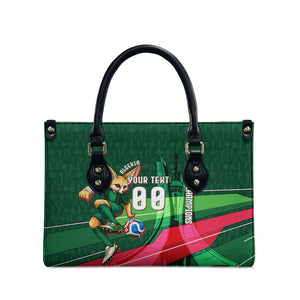 Personalized Algeria Football Champions Leather Bag Fennec Fox Mascot - Algiers Martyrs Memorial