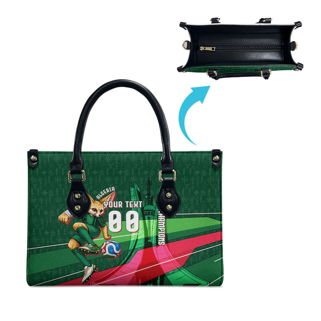 Personalized Algeria Football Champions Leather Bag Fennec Fox Mascot - Algiers Martyrs Memorial