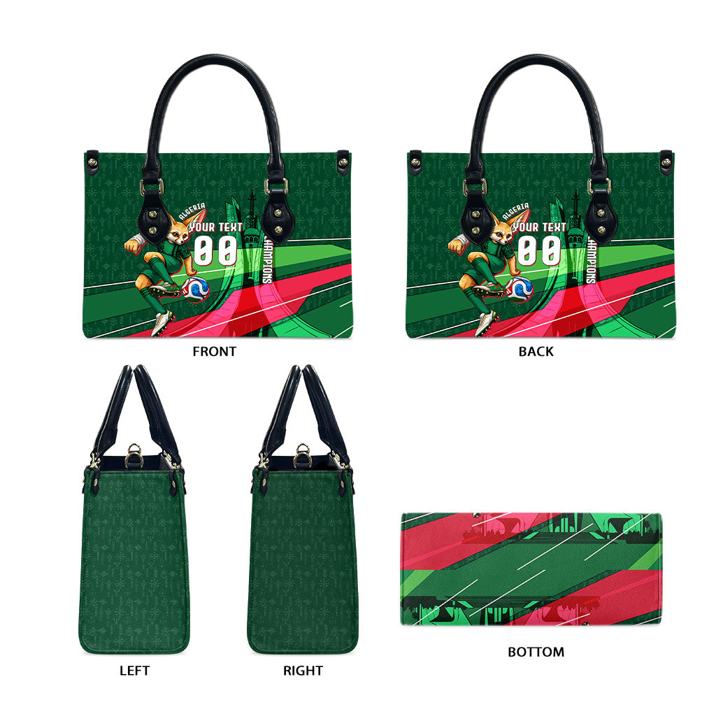 Personalized Algeria Football Champions Leather Bag Fennec Fox Mascot - Algiers Martyrs Memorial