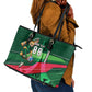 Personalized Algeria Football Champions Leather Tote Bag Fennec Fox Mascot - Algiers Martyrs Memorial