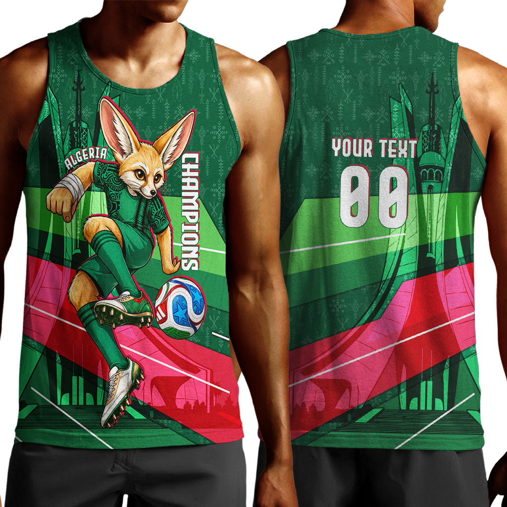 Personalized Algeria Football Champions Men Tank Top Fennec Fox Mascot - Algiers Martyrs Memorial
