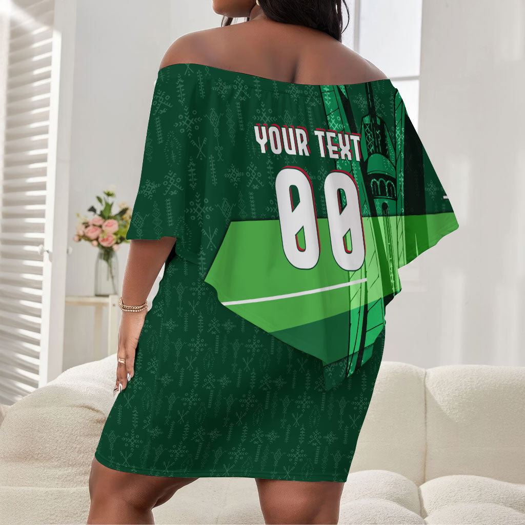 Personalized Algeria Football Champions Off Shoulder Short Dress Fennec Fox Mascot - Algiers Martyrs Memorial