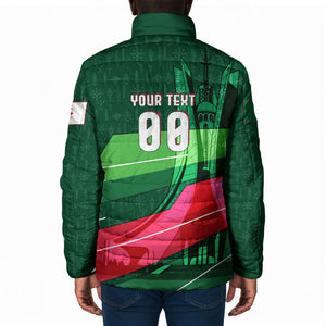 Personalized Algeria Football Champions Padded Jacket Fennec Fox Mascot - Algiers Martyrs Memorial