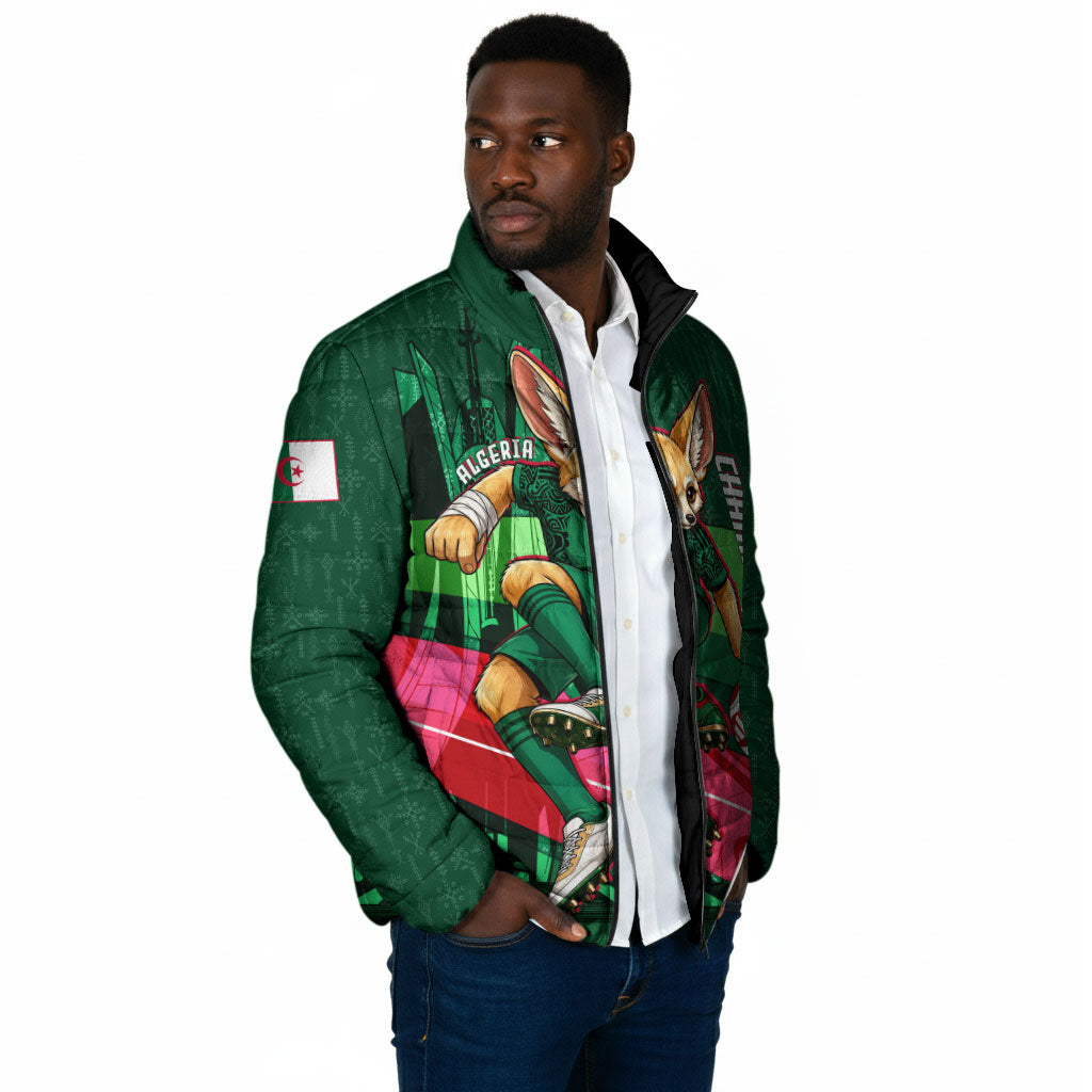 Personalized Algeria Football Champions Padded Jacket Fennec Fox Mascot - Algiers Martyrs Memorial