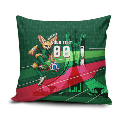 Personalized Algeria Football Champions Pillow Cover Fennec Fox Mascot - Algiers Martyrs Memorial