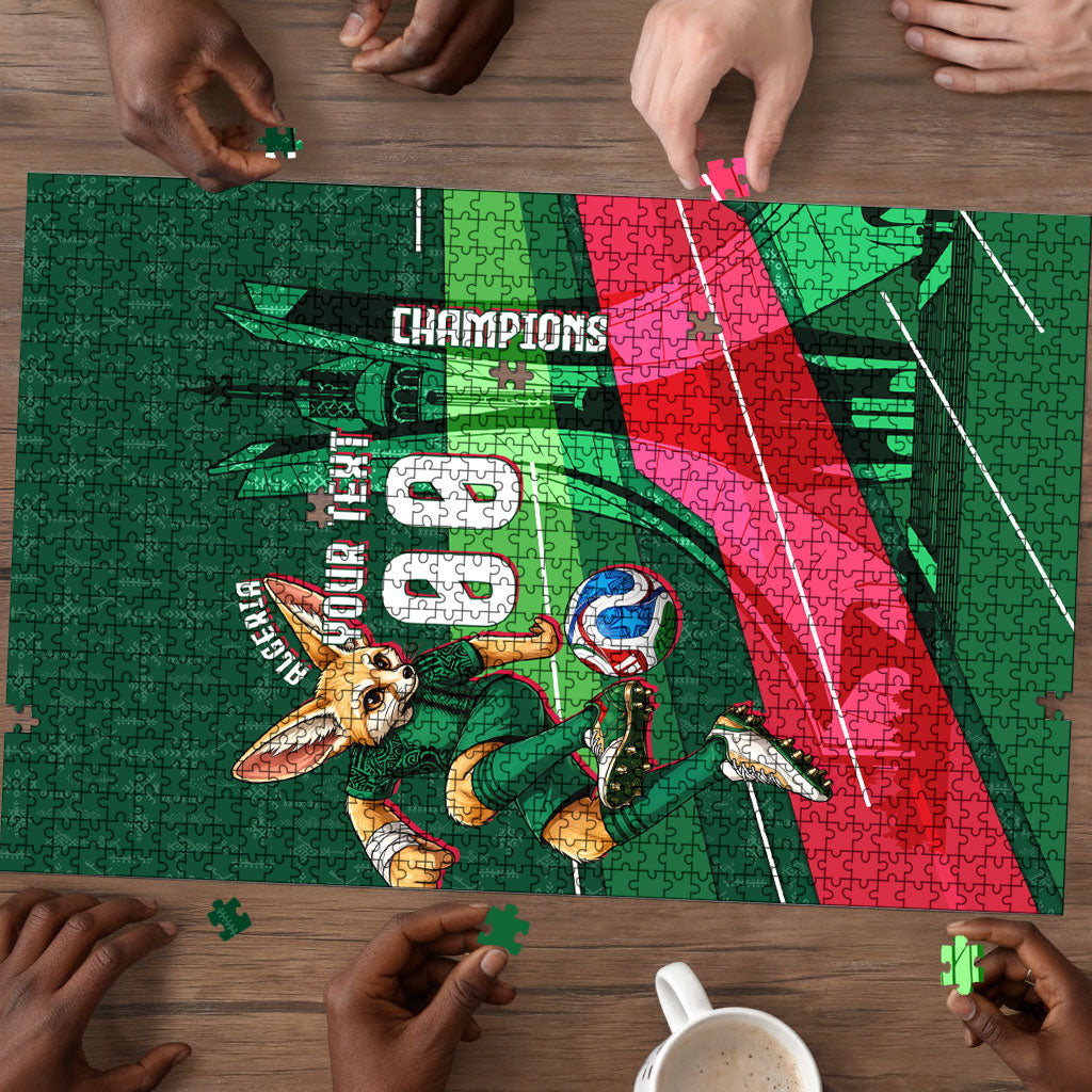 Personalized Algeria Football Champions Puzzle Fennec Fox Mascot - Algiers Martyrs Memorial