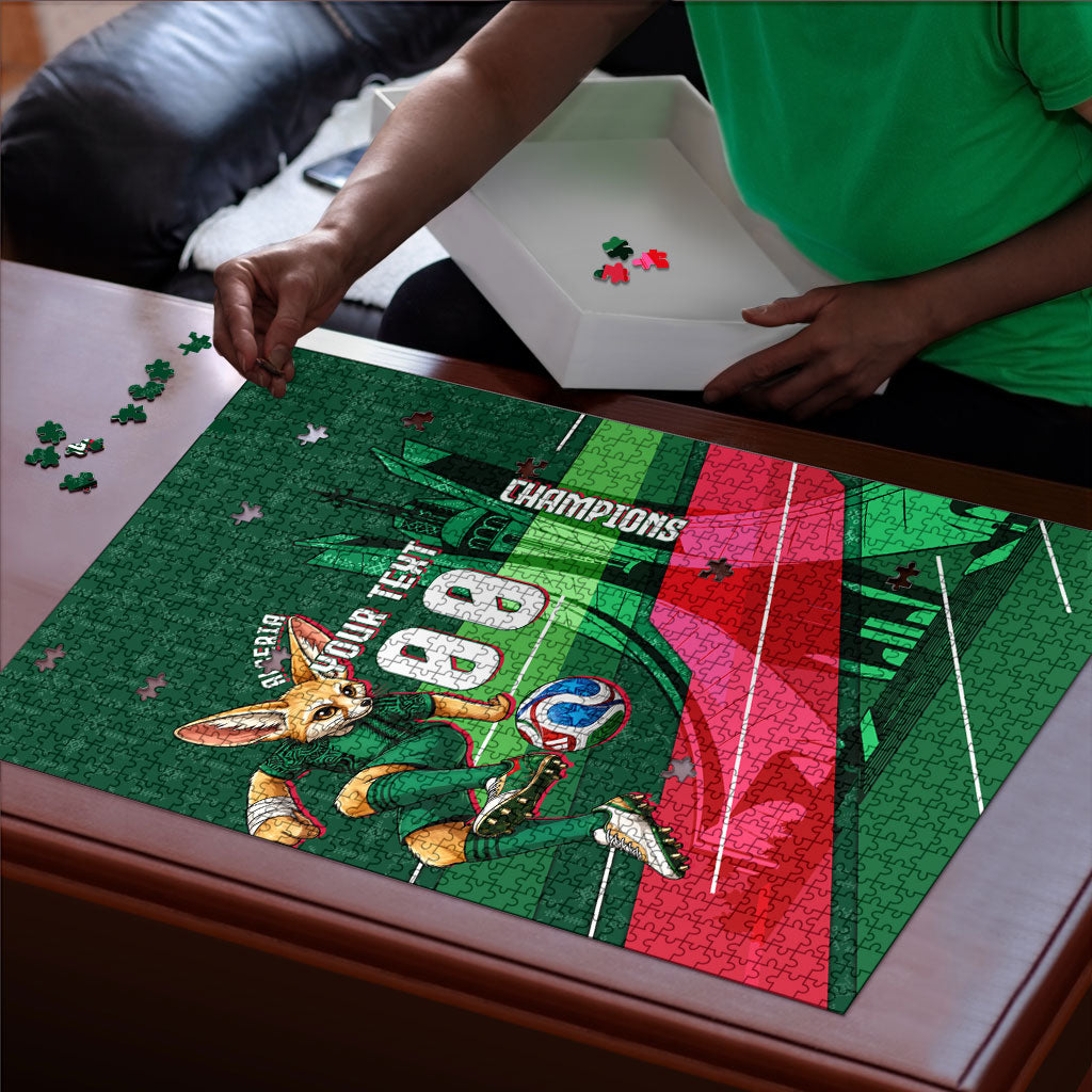 Personalized Algeria Football Champions Puzzle Fennec Fox Mascot - Algiers Martyrs Memorial