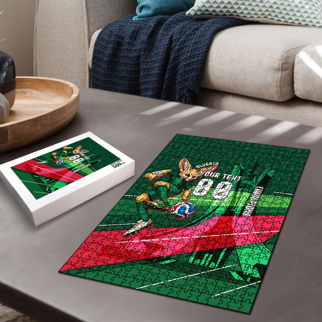 Personalized Algeria Football Champions Puzzle Fennec Fox Mascot - Algiers Martyrs Memorial