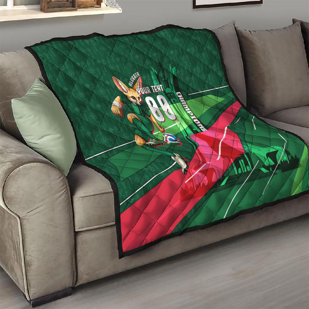 Personalized Algeria Football Champions Quilt Fennec Fox Mascot - Algiers Martyrs Memorial
