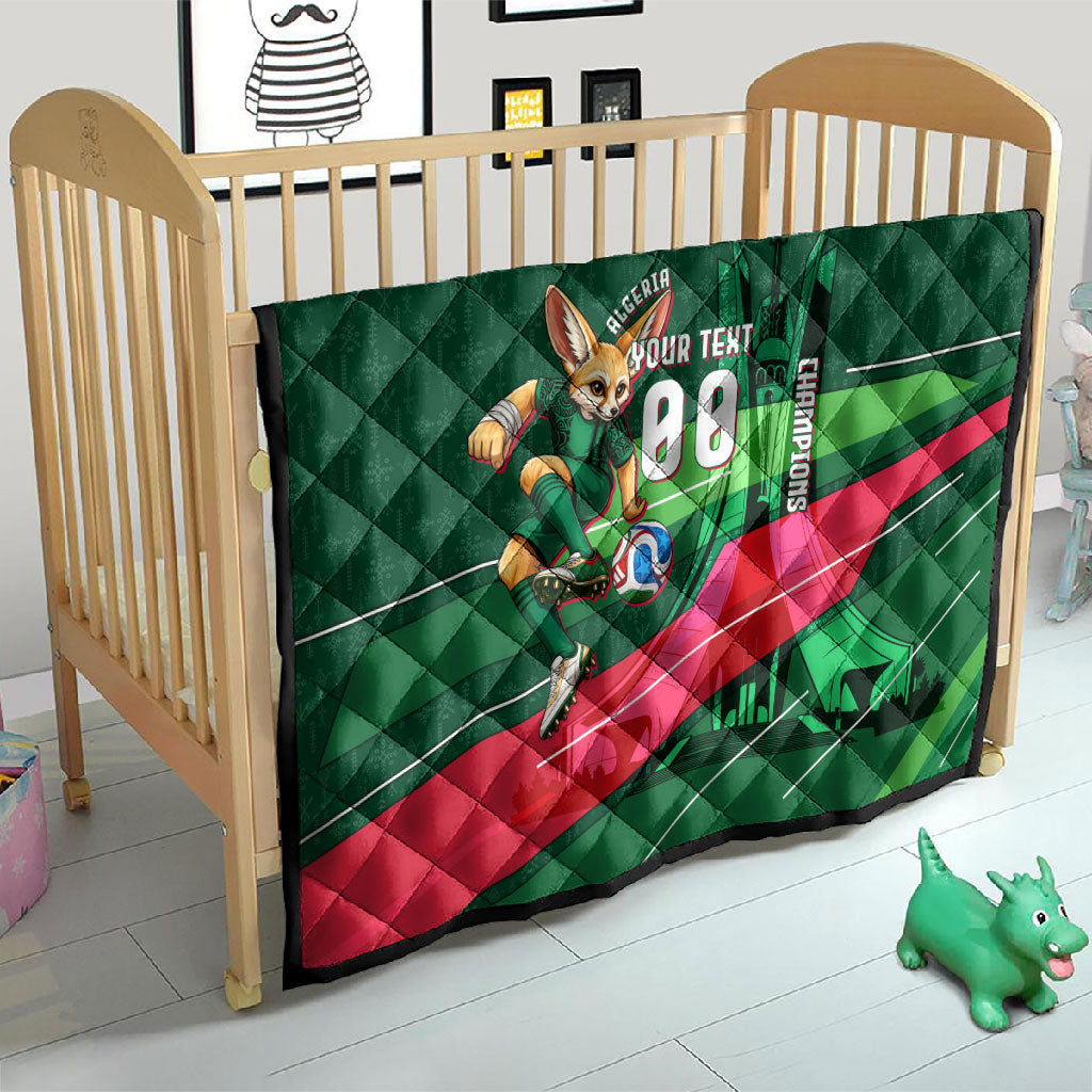 Personalized Algeria Football Champions Quilt Fennec Fox Mascot - Algiers Martyrs Memorial