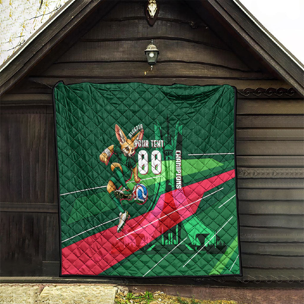 Personalized Algeria Football Champions Quilt Fennec Fox Mascot - Algiers Martyrs Memorial