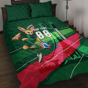 Personalized Algeria Football Champions Quilt Bed Set Fennec Fox Mascot - Algiers Martyrs Memorial