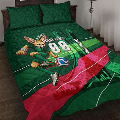 Personalized Algeria Football Champions Quilt Bed Set Fennec Fox Mascot - Algiers Martyrs Memorial