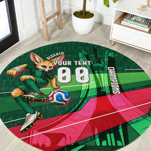 Personalized Algeria Football Champions Round Carpet Fennec Fox Mascot - Algiers Martyrs Memorial