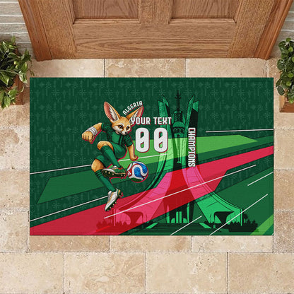 Personalized Algeria Football Champions Rubber Doormat Fennec Fox Mascot - Algiers Martyrs Memorial
