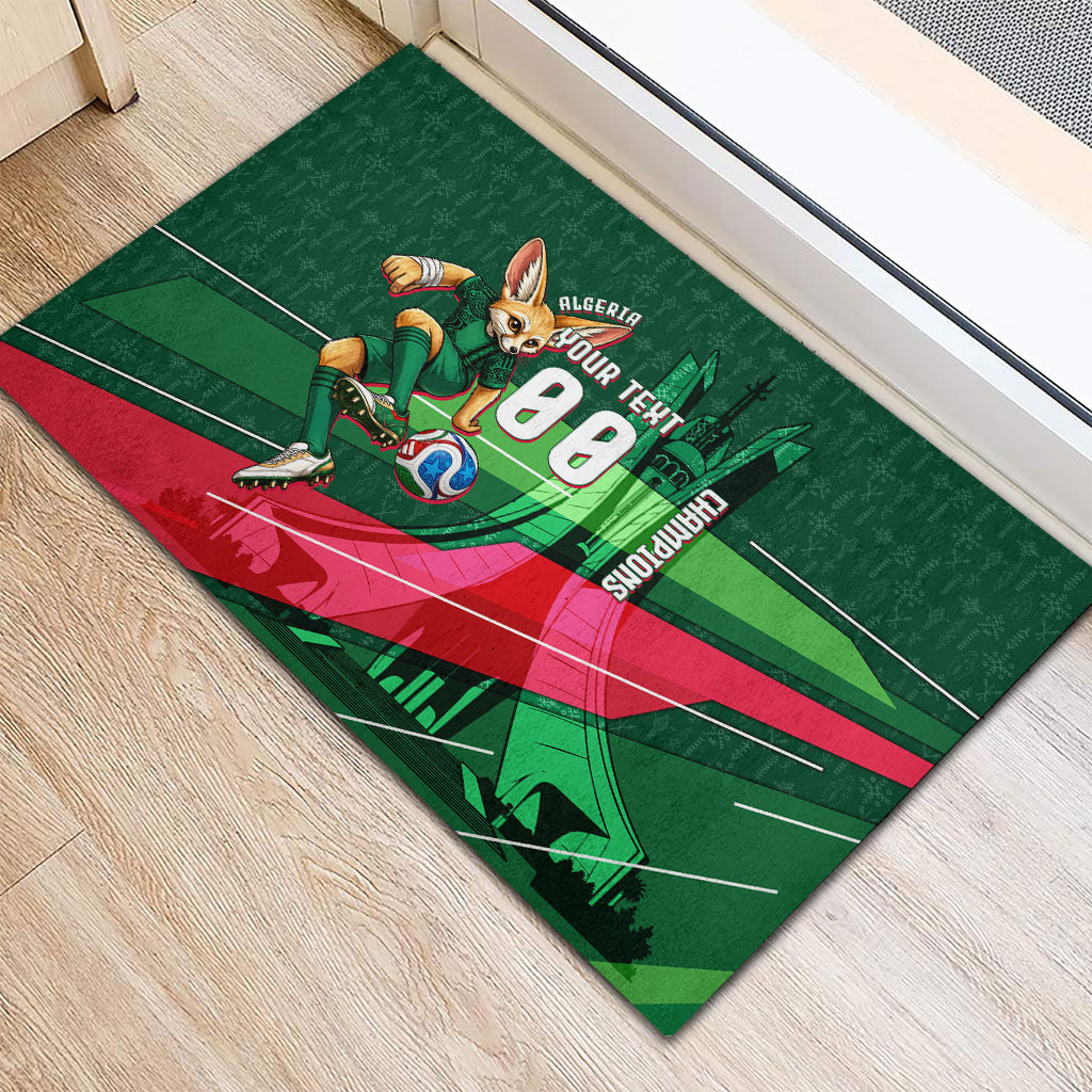 Personalized Algeria Football Champions Rubber Doormat Fennec Fox Mascot - Algiers Martyrs Memorial